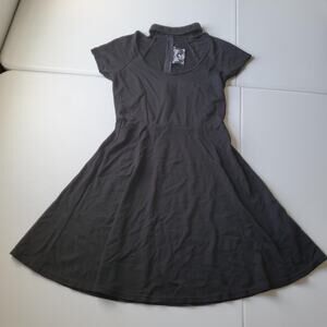 Killstar Dress Womens Medium Black Gothic High Neck Fit & Flare Skater Mini